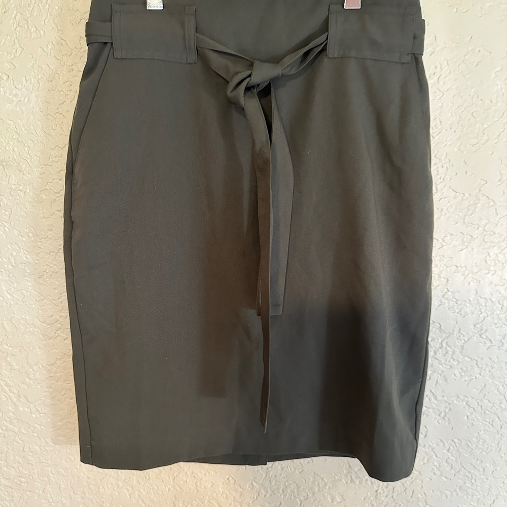Banana Republic‎ 4Petite Olive Green Tie Waist Pencil Skirt Career Business - Picture 6 of 12